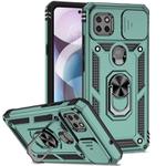 For Motorola One 5G Ace Sliding Camshield Holder Phone Case(Dark Green)