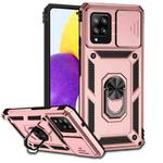 For Samsung Galaxy A42 5G Sliding Camshield Holder Phone Case(Rose Gold)