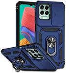 For Samsung Galaxy M33 Sliding Camshield Holder Phone Case(Blue)