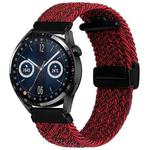 For Garmin VivoMove Trend / Luxe / Style 20mm Magnetic Fold Clasp Woven Watch Band(Black Sand Red)