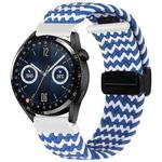For Garmin VivoMove Trend / Luxe / Style 20mm Magnetic Fold Clasp Woven Watch Band(Blue White)