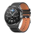 KT62 1.36 inch TFT Round Screen Smart Watch Supports Bluetooth Call/Blood Oxygen Monitoring, Strap:Leather Strap(Black)