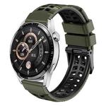 For Huawei Watch4 / 4 Pro / Watch3 / 3 Pro 22mm Double-row Hole Two-color Silicone Watch Band(Army Green Black)
