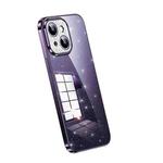 For iPhone 14 SULADA Electroplated Transparent Glittery TPU Phone Case(Purple)