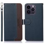 For iPhone 16 Pro Max KHAZNEH Litchi Texture Leather RFID Phone Case(Blue)