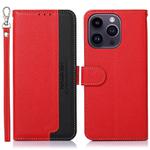 For iPhone 16 Pro KHAZNEH Litchi Texture Leather RFID Phone Case(Red)