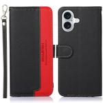 For iPhone 16 Plus KHAZNEH Litchi Texture Leather RFID Phone Case(Black)