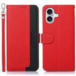 For iPhone 16 Plus KHAZNEH Litchi Texture Leather RFID Phone Case(Red)