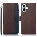 For iPhone 16 Plus KHAZNEH Litchi Texture Leather RFID Phone Case(Brown)