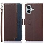 For iPhone 17 KHAZNEH Litchi Texture Leather RFID Phone Case(Brown)