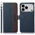 For iPhone 17 Pro Max KHAZNEH Litchi Texture Leather RFID Phone Case(Blue)