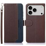 For iPhone 17 Pro Max KHAZNEH Litchi Texture Leather RFID Phone Case(Brown)
