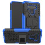 For LG K51 Tire Texture Shockproof TPU+PC Protective Case with Holder(Blue)