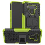 For LG K51 Tire Texture Shockproof TPU+PC Protective Case with Holder(Green)
