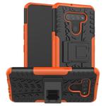 For LG K51 Tire Texture Shockproof TPU+PC Protective Case with Holder(Orange)