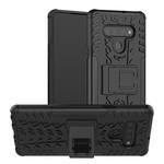 For LG Stylo 6 Tire Texture Shockproof TPU+PC Protective Case with Holder(Black)