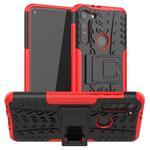 For Motorola Moto G8 Tire Texture Shockproof TPU+PC Protective Case with Holder(Red)