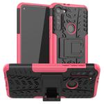 For Motorola Moto G8 Tire Texture Shockproof TPU+PC Protective Case with Holder(Pink)