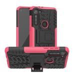 For Motorola Moto G8 Power Tire Texture Shockproof TPU+PC Protective Case with Holder(Pink)