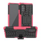 For Samsung Galaxy A71 5G Tire Texture Shockproof TPU+PC Protective Case with Holder(Pink)