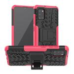 For Samsung Galaxy A31 Tire Texture Shockproof TPU+PC Protective Case with Holder(Pink)