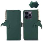 For iPhone 15 Pro Max Genuine Leather Magnetic RFID Leather Phone Case(Green)