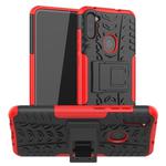 For Samsung Galaxy M11 Tire Texture Shockproof TPU+PC Protective Case，with Holder(Red)