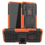 For Samsung Galaxy M11 Tire Texture Shockproof TPU+PC Protective Case，with Holder(Orange)