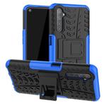For OPPO Realme 6 Tire Texture Shockproof TPU+PC Protective Case，with Holder(Blue)