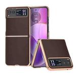 For Motorola Razr 40 Nano Plating Genuine Leather Xiaoya Series Phone Case(Coffee)