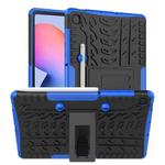 For Samsung Galaxy S6 Lite Tire Texture TPU+PC Shockproof Case  , with Holder & Pen Tray(Blue)