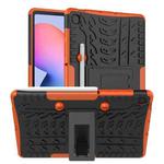 For Samsung Galaxy S6 Lite Tire Texture TPU+PC Shockproof Case  , with Holder & Pen Tray(Orange)