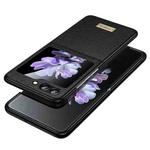 For Samsung Galaxy Z Flip5 SULADA Shockproof TPU + Litchi Texture Leather Phone Case(Black)