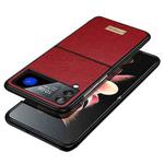 For Samsung Galaxy Z Flip4 SULADA Shockproof TPU + Litchi Texture Leather Phone Case(Red)