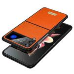 For Samsung Galaxy Z Flip4 SULADA Shockproof TPU + Litchi Texture Leather Phone Case(Orange)