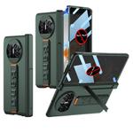 For Huawei Mate X3 Wristband Integrated Privacy Film Magnetic Hinge Phone Case(Dark Green)