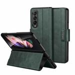 For Samsung Galaxy Z Fold4 / W23 SULADA All-inclusive Magnetic Snap Flip Leather Phone Case(Green)