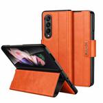 For Samsung Galaxy Z Fold3 / W22 SULADA All-inclusive Magnetic Snap Flip Leather Phone Case(Orange)