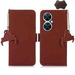 For Huawei Nova 11i / Maimang 20 5G / Enjoy 60 Pro Genuine Leather Magnetic RFID Leather Phone Case(Coffee)