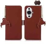 For Huawei Nova 11 Genuine Leather Magnetic RFID Leather Phone Case(Coffee)