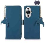 For Huawei Nova 11 Genuine Leather Magnetic RFID Leather Phone Case(Blue)