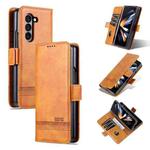 For Samsung Galaxy Z Fold5 5G AZNS Magnetic Calf Texture Flip Leather Phone Case(Light Brown)