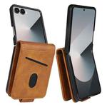 For Samsung Galaxy Z Flip7 5G AZNS Magnetic Calf Texture Flip Leather Phone Case(Light Brown)