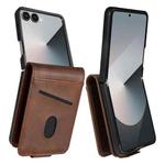 For Samsung Galaxy Z Flip7 5G AZNS Magnetic Calf Texture Flip Leather Phone Case(Dark Brown)