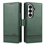 For Samsung Galaxy Z Fold7 5G AZNS Magnetic Calf Texture Flip Leather Phone Case(Dark Green)