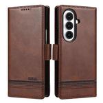 For Samsung Galaxy Z Fold7 5G AZNS Magnetic Calf Texture Flip Leather Phone Case(Dark Brown)