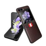 For Samsung Galaxy Z Flip5 5G Litchi Texture Card Slot Phone Case(Brown)