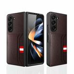 For Samsung Galaxy Z Fold5 5G Litchi Texture Card Slot Phone Case(Brown)