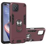 For OPPO A92s 2 in 1 Armour Series PC + TPU Protective Case with Ring Holder(Wine Red)