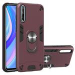 For Huawei Y8P(2020) 2 in 1 Armour Series PC + TPU Protective Case with Ring Holder(Wine Red)